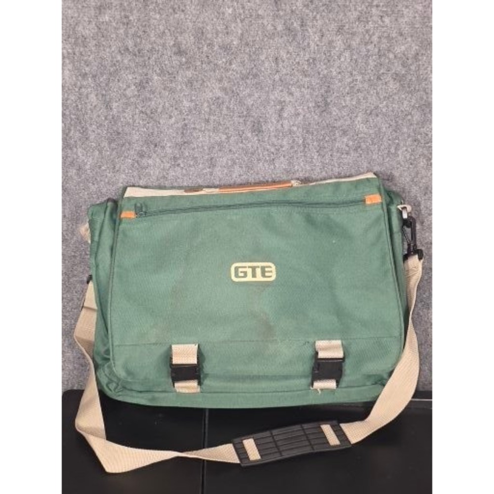 Vintage GTE Green Canvas Messenger‎ Bag Laptop Briefcase Work Commuter Bag 18x13
